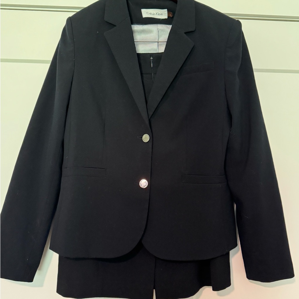 Calvin Klein Black and White Striped Lining Blazer